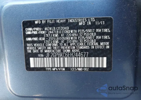 2014 Subaru Xv Crosstrek Hybrid 2.0I Touring from USA, damaged, VIN JF2GPBKC6EH244677
